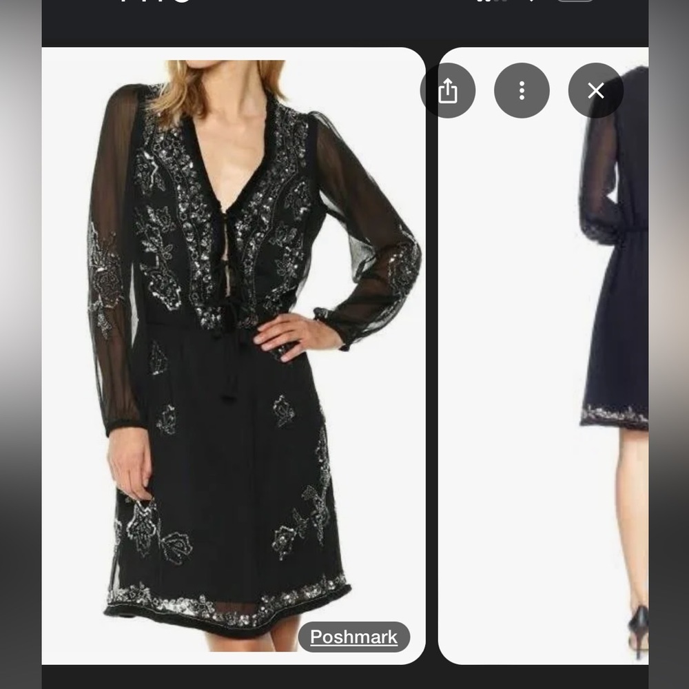 Catherine Malandrino Black Embellished/beaded Mini dress Small NWT